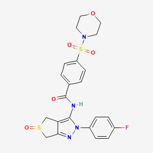 molecular formula C22H21FN4O5S2 B2518252 N-[2-(4-fluorophenyl)-5-oxo-4,6-dihydrothieno[3,4-c]pyrazol-3-yl]-4-morpholin-4-ylsulfonylbenzamide CAS No. 958709-54-1
