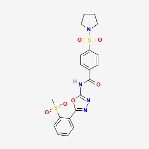 molecular formula C20H20N4O6S2 B2518256 N-(5-(2-(methylsulfonyl)phenyl)-1,3,4-oxadiazol-2-yl)-4-(pyrrolidin-1-ylsulfonyl)benzamide CAS No. 886921-94-4