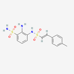 molecular formula C15H17N3O4S2 B2518257 2-Amino-3-[[(E)-2-(4-methylphenyl)ethenyl]sulfonylamino]benzenesulfonamide CAS No. 1445771-39-0