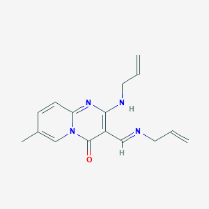 molecular formula C16H18N4O B2518258 2-(allylamino)-3-[(E)-(allylimino)methyl]-7-methyl-4H-pyrido[1,2-a]pyrimidin-4-one CAS No. 306281-29-8