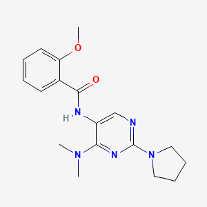 molecular formula C18H23N5O2 B2518270 N-(4-(dimethylamino)-2-(pyrrolidin-1-yl)pyrimidin-5-yl)-2-methoxybenzamide CAS No. 1797253-45-2