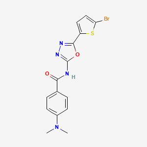 molecular formula C15H13BrN4O2S B2518273 N-(5-(5-bromothiophen-2-yl)-1,3,4-oxadiazol-2-yl)-4-(dimethylamino)benzamide CAS No. 1021131-81-6