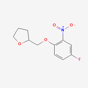molecular formula C11H12FNO4 B2518301 2-[(4-Fluoro-2-nitrophenoxy)methyl]tetrahydrofuran CAS No. 1092496-33-7