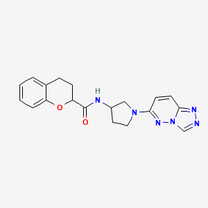 molecular formula C19H20N6O2 B2518313 N-(1-([1,2,4]triazolo[4,3-b]pyridazin-6-yl)pyrrolidin-3-yl)chroman-2-carboxamide CAS No. 2034494-29-4