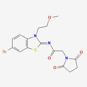 molecular formula C16H16BrN3O4S B2518323 (Z)-N-(6-bromo-3-(2-methoxyethyl)benzo[d]thiazol-2(3H)-ylidene)-2-(2,5-dioxopyrrolidin-1-yl)acetamide CAS No. 864976-23-8