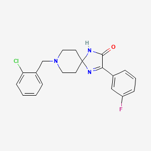 molecular formula C20H19ClFN3O B2518324 8-(2-氯苄基)-3-(3-氟苯基)-1,4,8-三氮杂螺[4.5]癸-3-烯-2-酮 CAS No. 1189653-03-9