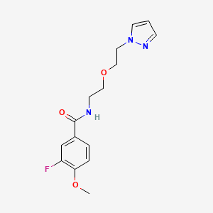molecular formula C15H18FN3O3 B2518325 N-(2-(2-(1H-pyrazol-1-yl)ethoxy)ethyl)-3-fluoro-4-methoxybenzamide CAS No. 2034566-71-5