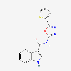 molecular formula C15H10N4O2S B2518330 N-(5-(噻吩-2-基)-1,3,4-噁二唑-2-基)-1H-吲哚-3-甲酰胺 CAS No. 1210471-92-3