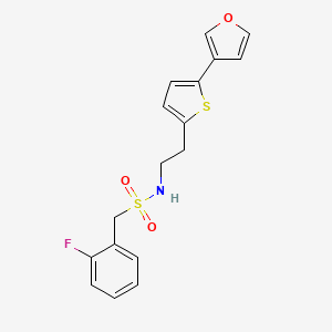 molecular formula C17H16FNO3S2 B2518331 1-(2-fluorophenyl)-N-(2-(5-(furan-3-yl)thiophen-2-yl)ethyl)methanesulfonamide CAS No. 2034566-81-7