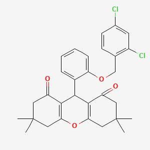 molecular formula C30H30Cl2O4 B2518334 9-(2-((2,4-dichlorobenzyl)oxy)phenyl)-3,3,6,6-tetramethyl-3,4,5,6,7,9-hexahydro-1H-xanthene-1,8(2H)-dione CAS No. 312632-74-9