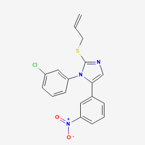 molecular formula C18H14ClN3O2S B2518340 2-(烯丙硫基)-1-(3-氯苯基)-5-(3-硝基苯基)-1H-咪唑 CAS No. 1234936-54-9