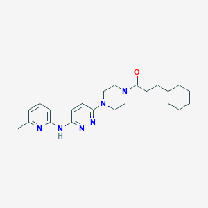 molecular formula C23H32N6O B2518341 3-Cyclohexyl-1-(4-(6-((6-methylpyridin-2-yl)amino)pyridazin-3-yl)piperazin-1-yl)propan-1-one CAS No. 1040646-45-4