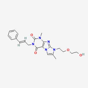 molecular formula C22H25N5O4 B2518345 3-cinnamyl-8-(2-(2-hydroxyethoxy)ethyl)-1,7-dimethyl-1H-imidazo[2,1-f]purine-2,4(3H,8H)-dione CAS No. 919008-68-7