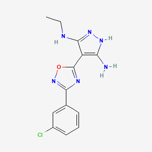 molecular formula C13H13ClN6O B2518346 4-[3-(3-Chlorophenyl)-1,2,4-oxadiazol-5-yl]-3-N-ethyl-1H-pyrazole-3,5-diamine CAS No. 1188305-15-8
