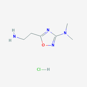 molecular formula C6H13ClN4O B2518349 5-(2-Aminoethyl)-N,N-dimethyl-1,2,4-oxadiazol-3-amine;hydrochloride CAS No. 2413905-11-8