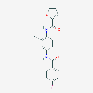 molecular formula C19H15FN2O3 B251835 N-{4-[(4-fluorobenzoyl)amino]-2-methylphenyl}-2-furamide 