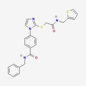 molecular formula C24H22N4O2S2 B2518351 N-benzyl-4-(2-((2-oxo-2-((thiophen-2-ylmethyl)amino)ethyl)thio)-1H-imidazol-1-yl)benzamide CAS No. 1207046-78-3