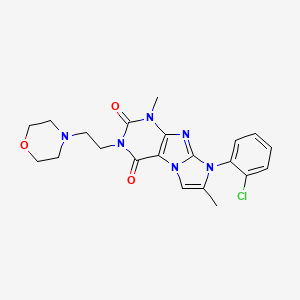 molecular formula C21H23ClN6O3 B2518358 6-(2-Chlorophenyl)-4,7-dimethyl-2-(2-morpholin-4-ylethyl)purino[7,8-a]imidazole-1,3-dione CAS No. 878718-67-3