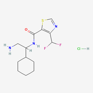 molecular formula C13H20ClF2N3OS B2518360 N-(2-Amino-1-cyclohexylethyl)-4-(difluoromethyl)-1,3-thiazole-5-carboxamide;hydrochloride CAS No. 2418691-45-7