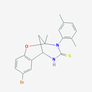B2518363 8-bromo-3-(2,5-dimethylphenyl)-2-methyl-5,6-dihydro-2H-2,6-methanobenzo[g][1,3,5]oxadiazocine-4(3H)-thione CAS No. 1019149-57-5