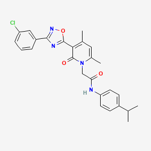 molecular formula C26H25ClN4O3 B2518377 2-(3-(3-(3-chlorophenyl)-1,2,4-oxadiazol-5-yl)-4,6-dimethyl-2-oxopyridin-1(2H)-yl)-N-(4-isopropylphenyl)acetamide CAS No. 1357839-14-5