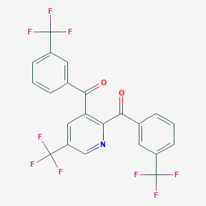 molecular formula C22H10F9NO2 B2518378 [3-(Trifluoromethyl)phenyl]{5-(trifluoromethyl)-2-[3-(trifluoromethyl)benzoyl]-3-pyridinyl}methanone CAS No. 338770-69-7