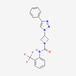 molecular formula C19H16F3N5O B2518382 3-(4-phenyl-1H-1,2,3-triazol-1-yl)-N-(2-(trifluoromethyl)phenyl)azetidine-1-carboxamide CAS No. 2034311-86-7