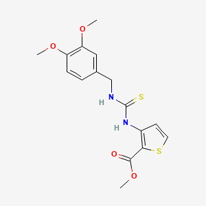 molecular formula C16H18N2O4S2 B2518384 3-(((((3,4-二甲氧苯基)甲基)氨基)硫代甲基)氨基)噻吩-2-甲酸甲酯 CAS No. 1024126-56-4