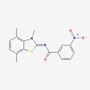 molecular formula C17H15N3O3S B2518391 3-nitro-N-(3,4,7-trimethyl-1,3-benzothiazol-2-ylidene)benzamide CAS No. 868368-99-4