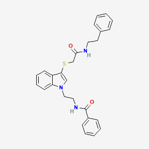 N-(2-(3-((2-oxo-2-(phenethylamino)ethyl)thio)-1H-indol-1-yl)ethyl)benzamide