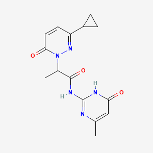 molecular formula C15H17N5O3 B2518396 2-(3-cyclopropyl-6-oxopyridazin-1(6H)-yl)-N-(4-hydroxy-6-methylpyrimidin-2-yl)propanamide CAS No. 2097931-41-2
