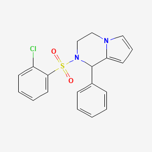 molecular formula C19H17ClN2O2S B2518411 2-((2-氯苯基)磺酰基)-1-苯基-1,2,3,4-四氢吡咯并[1,2-a]吡嗪 CAS No. 899738-55-7