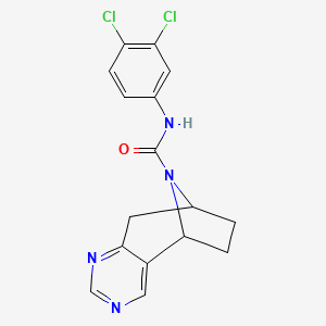 molecular formula C16H14Cl2N4O B2518418 (5R,8S)-N-(3,4-二氯苯基)-6,7,8,9-四氢-5H-5,8-环亚氨基环庚并[d]嘧啶-10-甲酰胺 CAS No. 1903848-39-4
