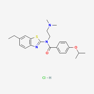 molecular formula C23H30ClN3O2S B2518421 盐酸N-(2-(二甲氨基)乙基)-N-(6-乙基苯并[d]噻唑-2-基)-4-异丙氧基苯甲酰胺 CAS No. 1215369-08-6