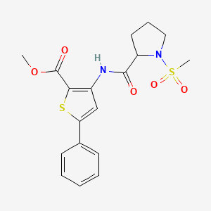 molecular formula C18H20N2O5S2 B2518424 3-(1-(甲基磺酰基)吡咯烷-2-甲酰胺基)-5-苯硫代吩-2-甲酸甲酯 CAS No. 1188363-03-2