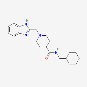 molecular formula C21H30N4O B2518440 1-((1H-benzo[d]imidazol-2-yl)methyl)-N-(cyclohexylmethyl)piperidine-4-carboxamide CAS No. 1235359-36-0
