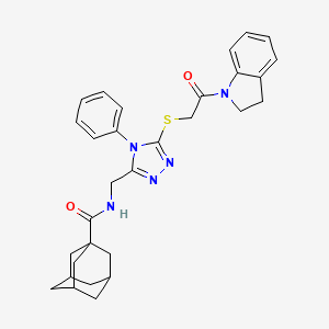molecular formula C30H33N5O2S B2518444 N-[[5-[2-(2,3-dihydroindol-1-yl)-2-oxoethyl]sulfanyl-4-phenyl-1,2,4-triazol-3-yl]methyl]adamantane-1-carboxamide CAS No. 476452-19-4