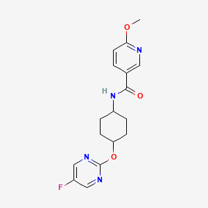 molecular formula C17H19FN4O3 B2518445 N-((1r,4r)-4-((5-fluoropyrimidin-2-yl)oxy)cyclohexyl)-6-methoxynicotinamide CAS No. 2034401-94-8
