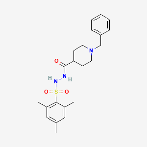 molecular formula C22H29N3O3S B2518450 1-(phenylmethyl)-N'-(2,4,6-trimethylphenyl)sulfonyl-4-piperidinecarbohydrazide CAS No. 478064-40-3