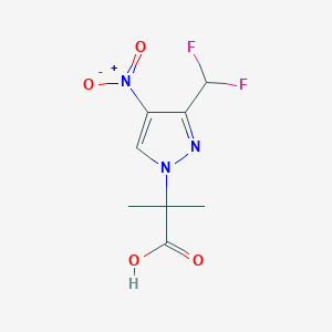 molecular formula C8H9F2N3O4 B2518451 2-[3-(difluoromethyl)-4-nitro-1H-pyrazol-1-yl]-2-methylpropanoic acid CAS No. 1856070-77-3