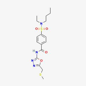 molecular formula C17H24N4O4S2 B2518456 4-[butyl(ethyl)sulfamoyl]-N-[5-(methylsulfanylmethyl)-1,3,4-oxadiazol-2-yl]benzamide CAS No. 685837-36-9