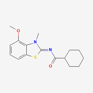 molecular formula C16H20N2O2S B2518461 N-(4-甲氧基-3-甲基-1,3-苯并噻唑-2-亚甲基)环己烷甲酰胺 CAS No. 441291-48-1