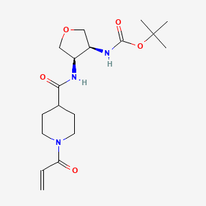molecular formula C18H29N3O5 B2518488 Tert-butyl N-[(3S,4R)-4-[(1-prop-2-enoylpiperidine-4-carbonyl)amino]oxolan-3-yl]carbamate CAS No. 2361813-12-7