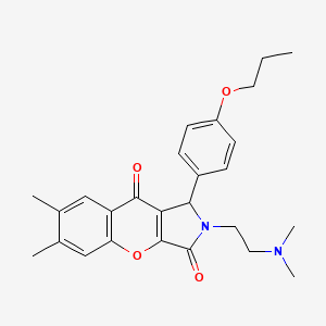 molecular formula C26H30N2O4 B2518489 2-(2-(Dimethylamino)ethyl)-6,7-dimethyl-1-(4-propoxyphenyl)-1,2-dihydrochromeno[2,3-c]pyrrole-3,9-dione CAS No. 631889-52-6
