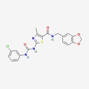 N-(benzo[d][1,3]dioxol-5-ylmethyl)-2-(3-(3-chlorophenyl)ureido)-4-methylthiazole-5-carboxamide