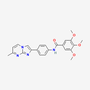 molecular formula C23H22N4O4 B2518496 3,4,5-trimethoxy-N-(4-(7-methylimidazo[1,2-a]pyrimidin-2-yl)phenyl)benzamide CAS No. 923244-38-6