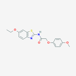 molecular formula C18H18N2O4S B251850 N-(6-ethoxy-1,3-benzothiazol-2-yl)-2-(4-methoxyphenoxy)acetamide 