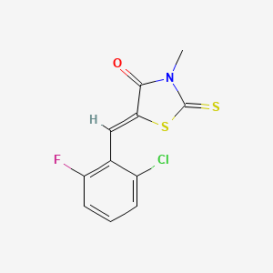 molecular formula C11H7ClFNOS2 B2518501 (5Z)-5-[(2-chloro-6-fluorophenyl)methylidene]-3-methyl-2-sulfanylidene-1,3-thiazolidin-4-one CAS No. 378207-79-5