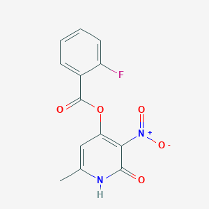 molecular formula C13H9FN2O5 B2518511 (6-甲基-3-硝基-2-氧代-1H-吡啶-4-基) 2-氟苯甲酸酯 CAS No. 868679-70-3