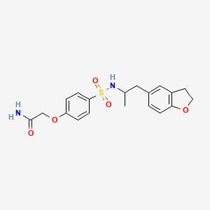 molecular formula C19H22N2O5S B2518513 2-(4-(N-(1-(2,3-dihydrobenzofuran-5-yl)propan-2-yl)sulfamoyl)phenoxy)acetamide CAS No. 2034574-58-6